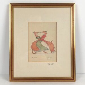 Claire Minter Kemp Framed FOX TROT Print Dancing Foxes England Artist Signed